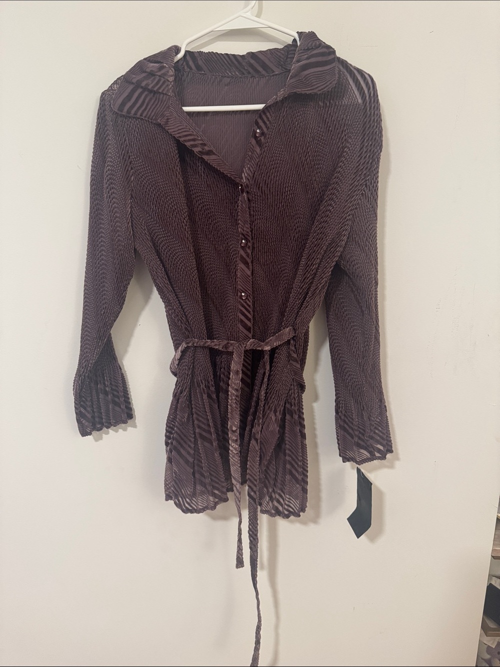 Beautiful Japanese vintage purple pleated details button up  purple shirt